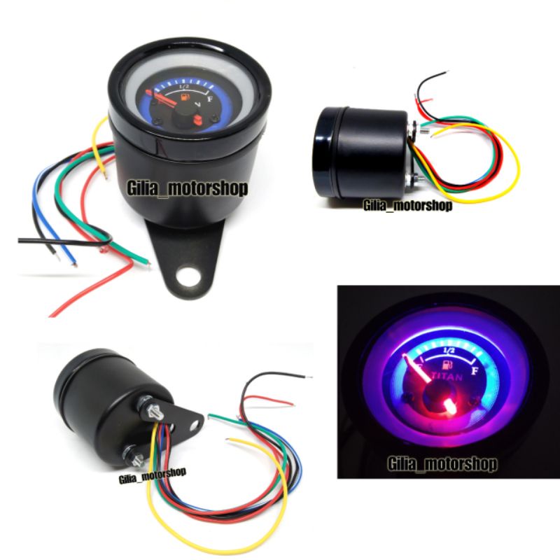 Speedometer Fuel Meter jarum LED Biru Analog LED Waterproof Amper Bensin Jarum LED Universal