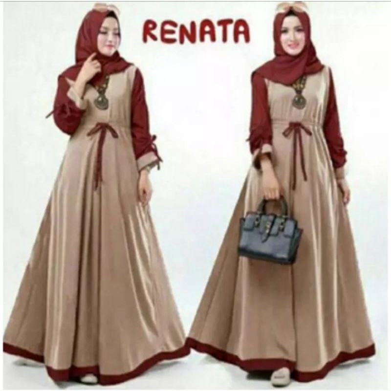 GAMIS RENATA/ GAMIS MOSCREPE WARNA KOMBINASI/ GAMIS WANITA MODEL DAN MOTIF TERBARU