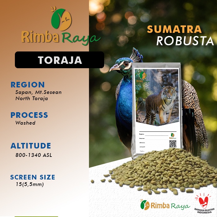 

Green bean biji kopi mentah Robusta Toraja G1