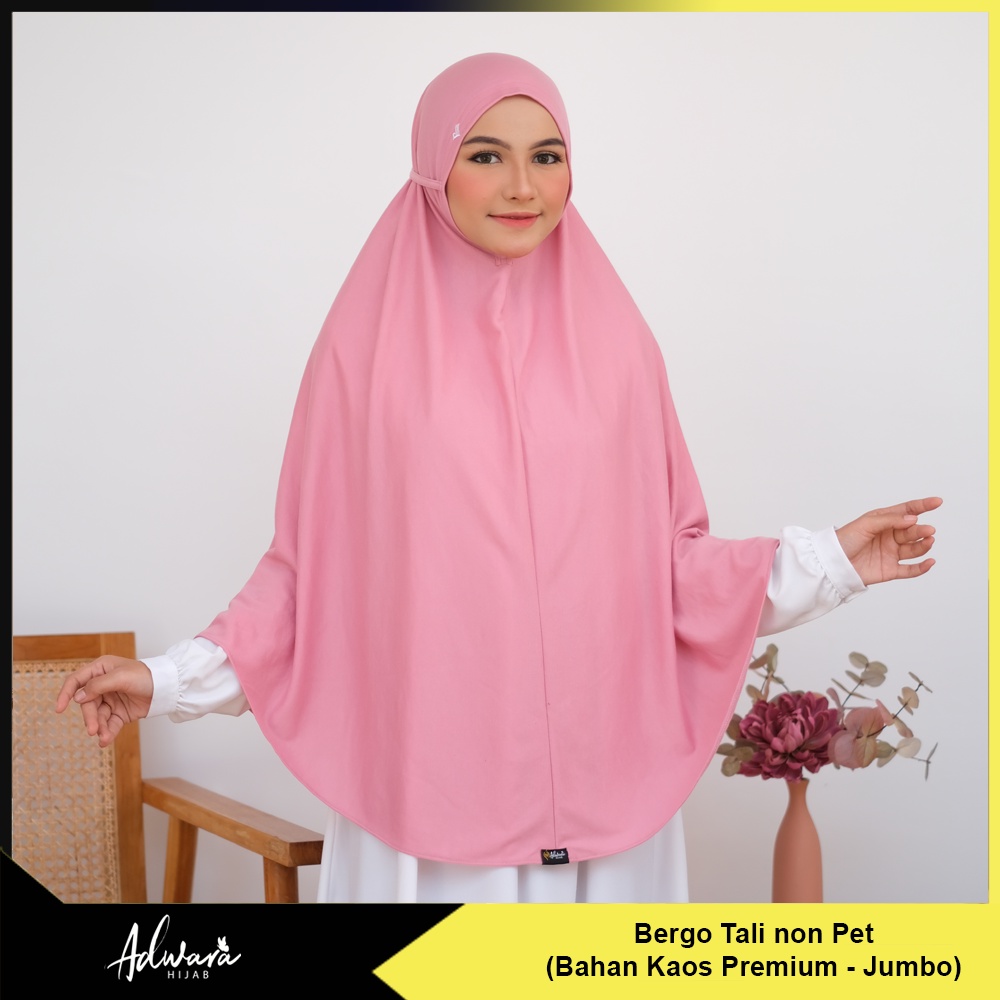 ADWARA HIJAB Jilbab Bergo Tali Bahan Kaos Premium Size Jumbo (Tebal dan Adem)