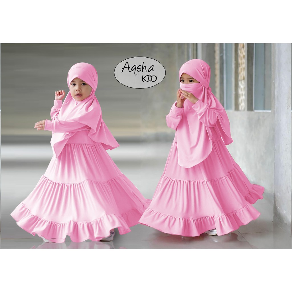 FenishaStore Baju Gamis Syar’i Anak Perempuan Terbaru AQSHA Kids Umur 2-4 Tahun