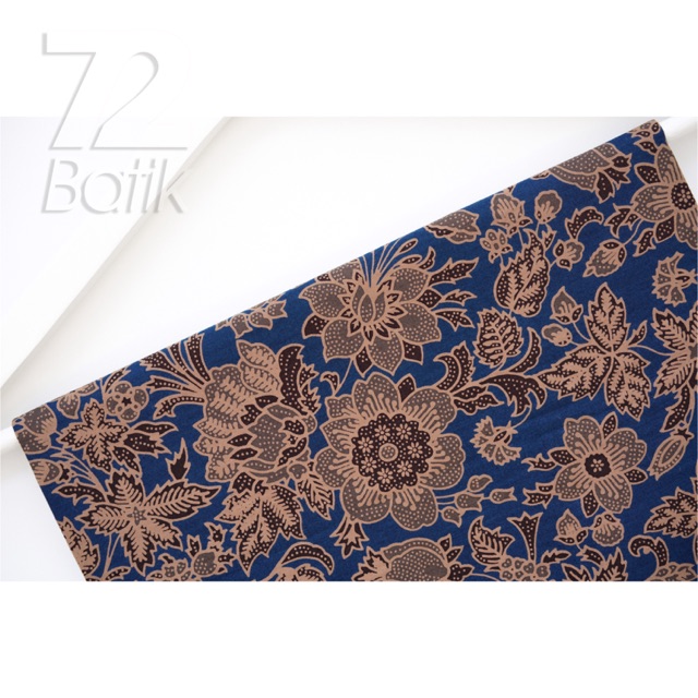 KAIN BATIK PREMIUM Bahan Katun Motif Kembang Warna Biru 722785 Cap 72 Jarik Jarit Samping Kebat Panjang Batik Katun Modern Premium Bahan Seragam Batik Pernikahan Kantor Keluarga Murah Kamen Jadi Batik Bali Lembaran