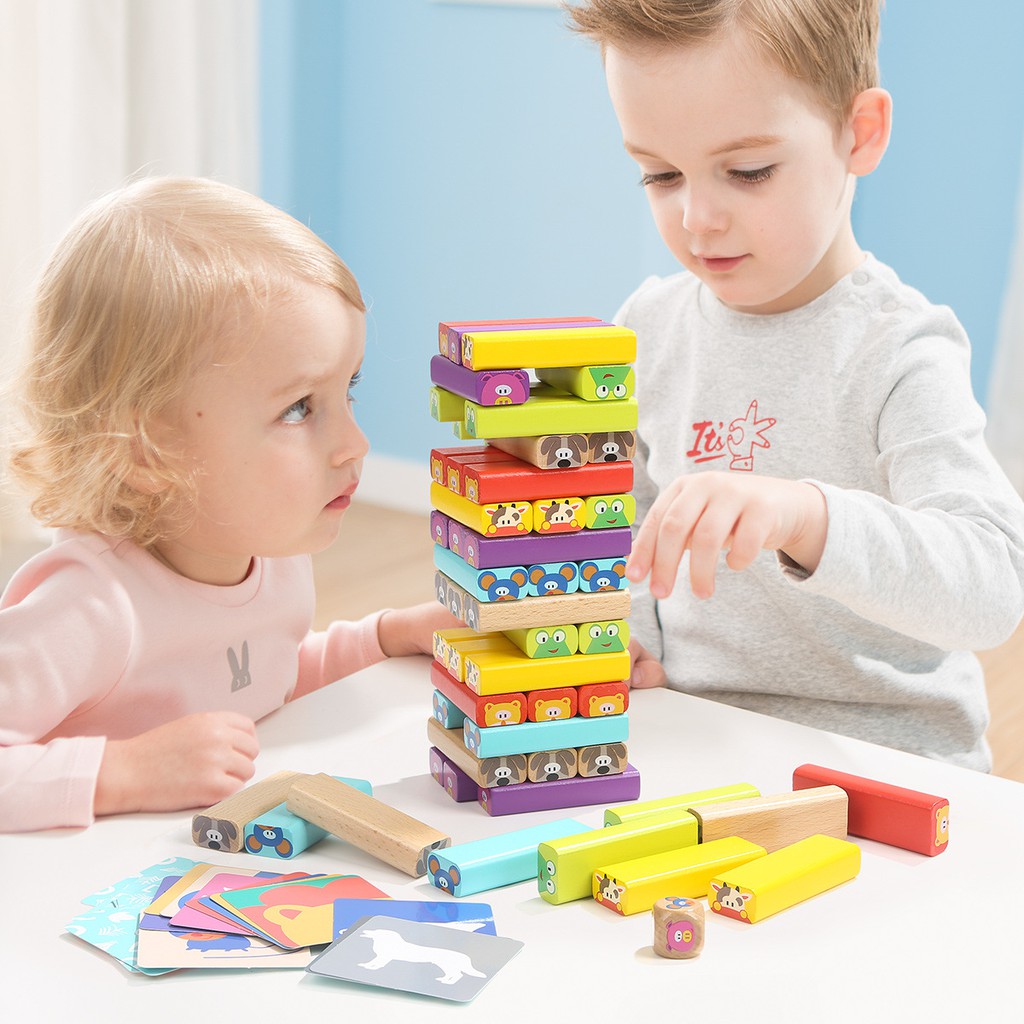 TAO Mainan kayu anak Wooden Tumbling Tower Toy