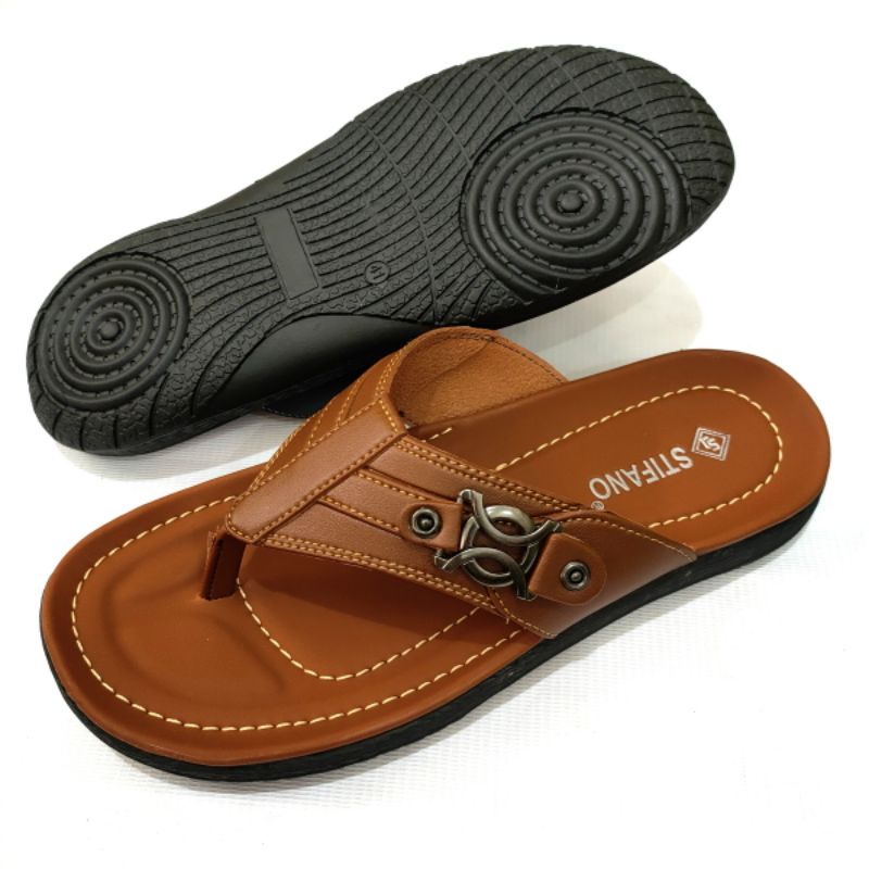 Sandal pria terbaru STIFANO KC 01, 02, 03 kulit sintetis + acesories premium