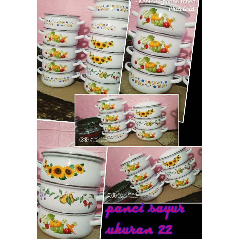 panci sayur ukuran 22"//panci enamel tebal