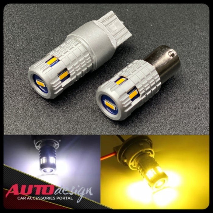 LAMPU LED MOBIL T20 7440 BA15S CHIP CSP 1860 6 SMD CANBUS - KUNING GOLD, T20 7440