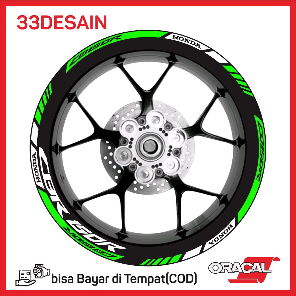 Aksesoris Motor Stiker Cutting Velg Honda Cbr 15 Hijau Stabilo