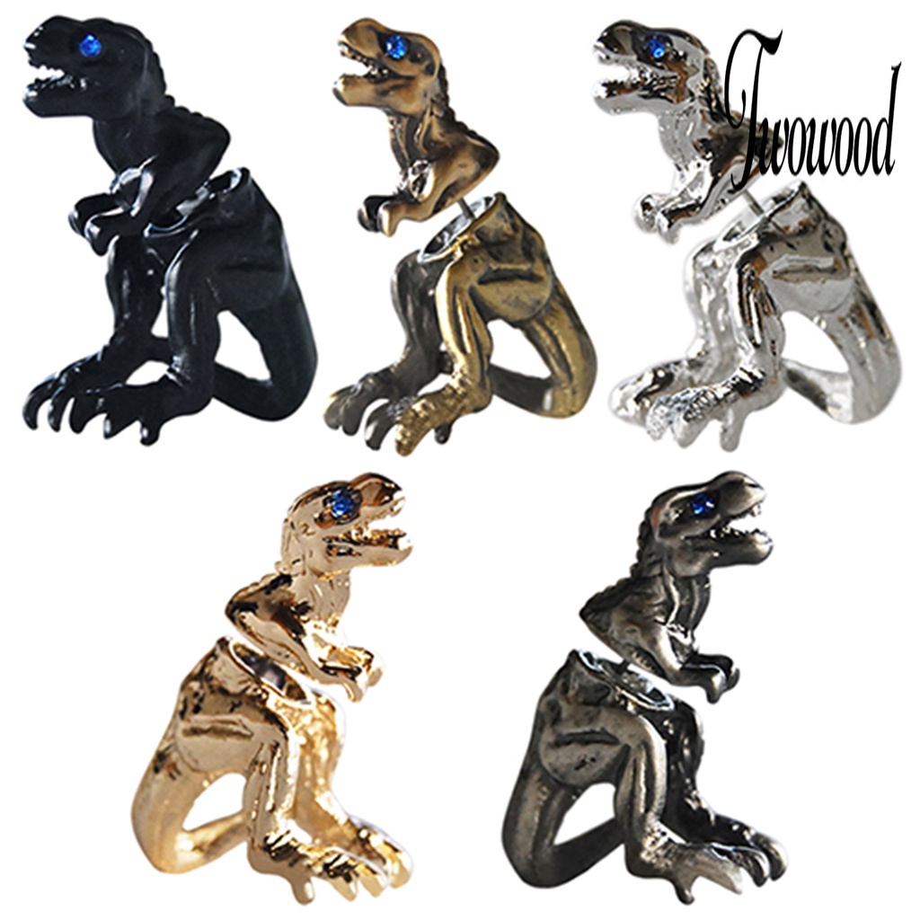 Anting Stud Bentuk Hewan Dinosaurus 3D Bahan Alloy Gaya Punk Untuk Pesta