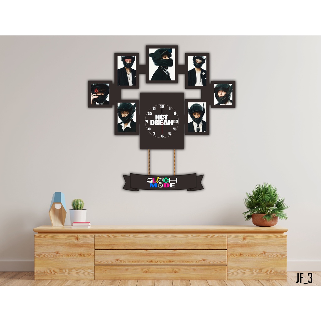 Jam Dinding Frame Custom Foto Pernikahan Keluarga Ulangtahun JF3