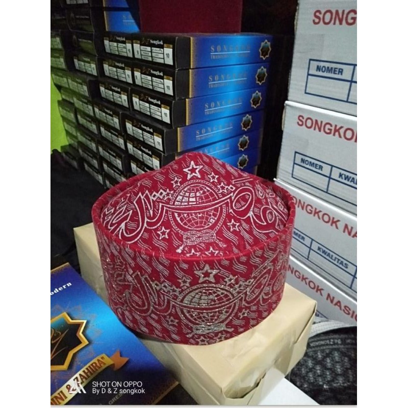 KOPYAH KOPIAH KOPEAH PECI SONGKOK WARNA MERAH MODEL CHENG HO FULL LOGO NU