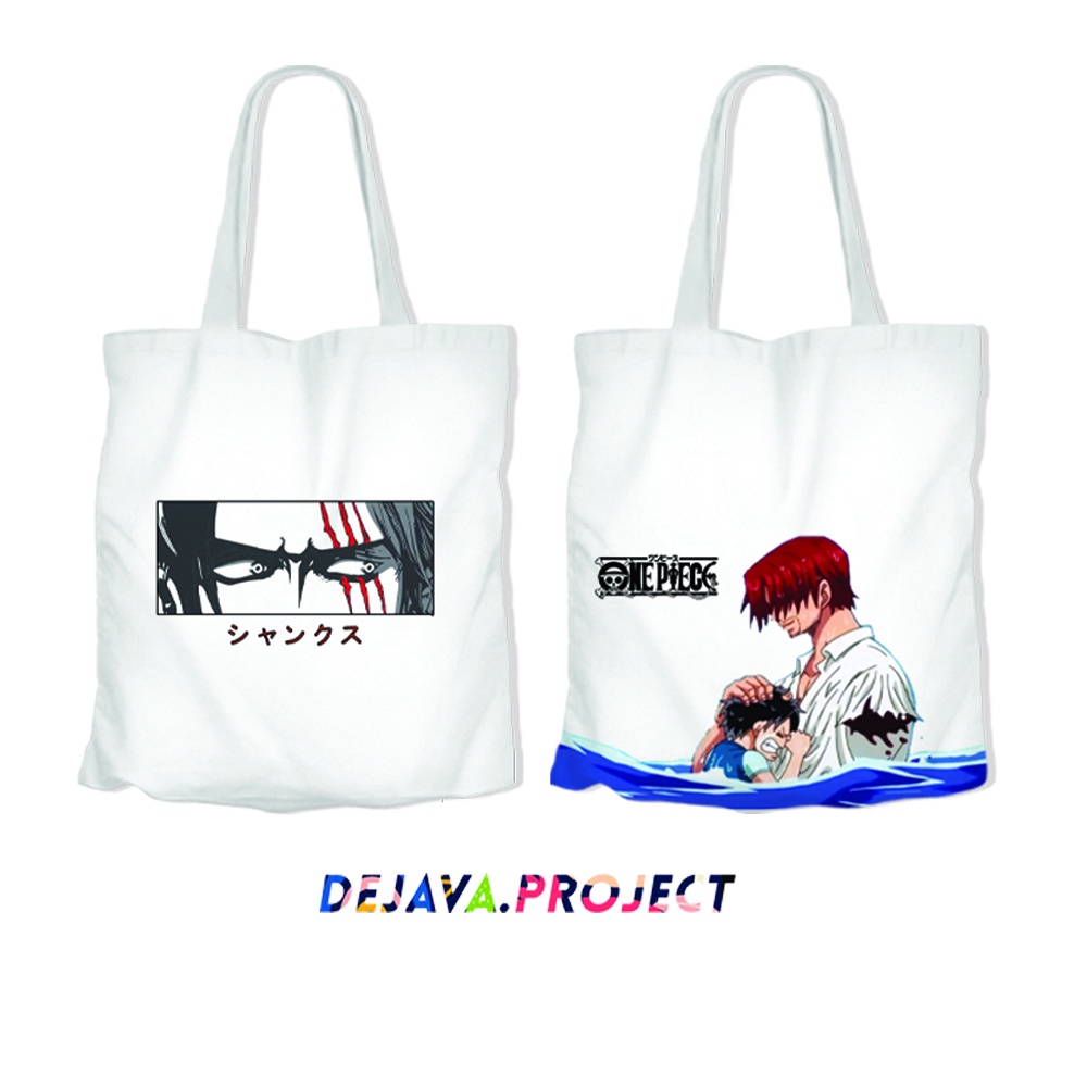 TERBARU TOTEBAG KANVAS ORIGINAL DEJAVA TOTEBAG KANVAS TERBAIK ANIME ONE PIECE SHANKS &amp; MONKEY D LUFFY TERKEREN