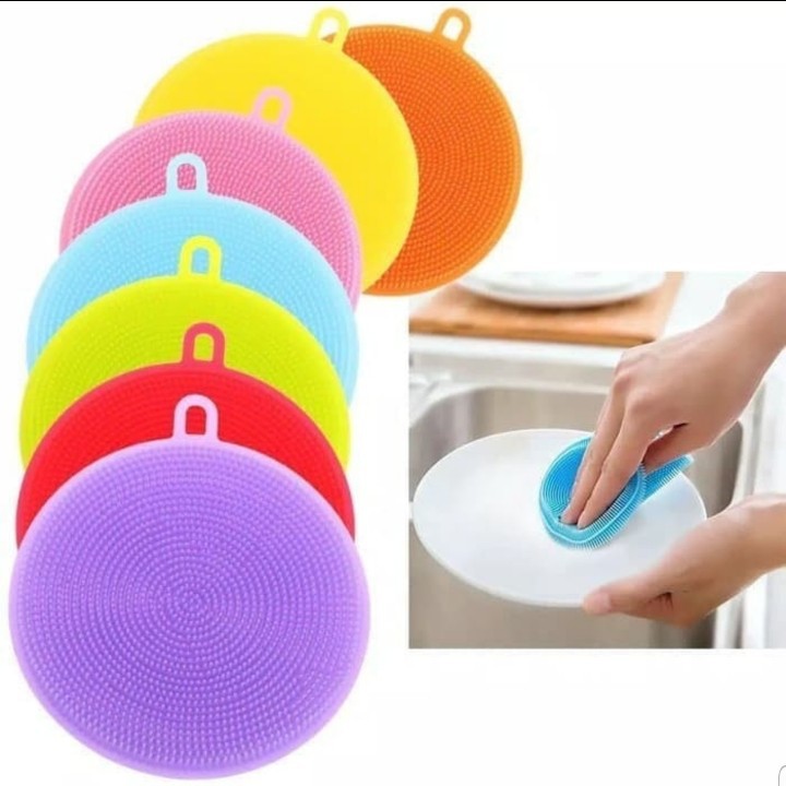 Spons Silicone Cuci Piring Anti Kuman Bakteri / Sponge Cuci Piring  / Spons Silikon Dapur Bulat Pencuci Piring Panci Wajan Serbaguna