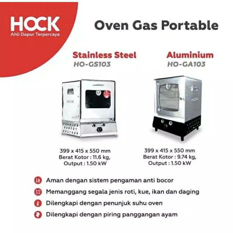 Hock Oven Gas Portable Aluminium HO GA103 // Oven Hock Stainless HO GS103