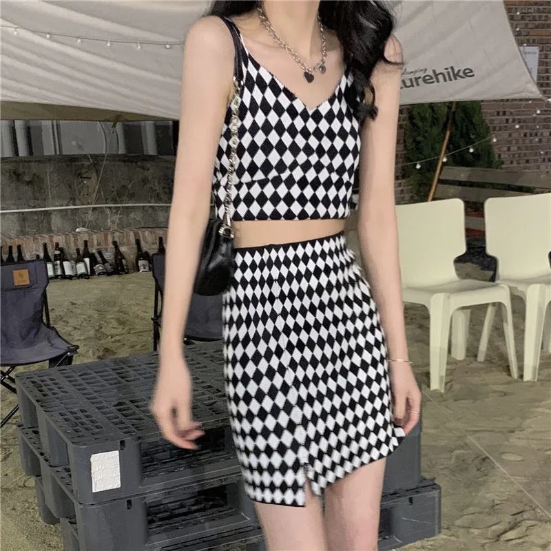 Pakaian Satu Setelan Wanita 02203200 Korean One Set Top &amp; Skirt