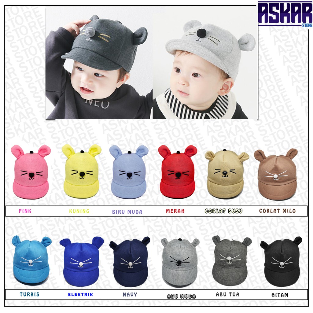 Topi Bayi Karakter  Kucing  Laki Laki Perempuan Usia New 