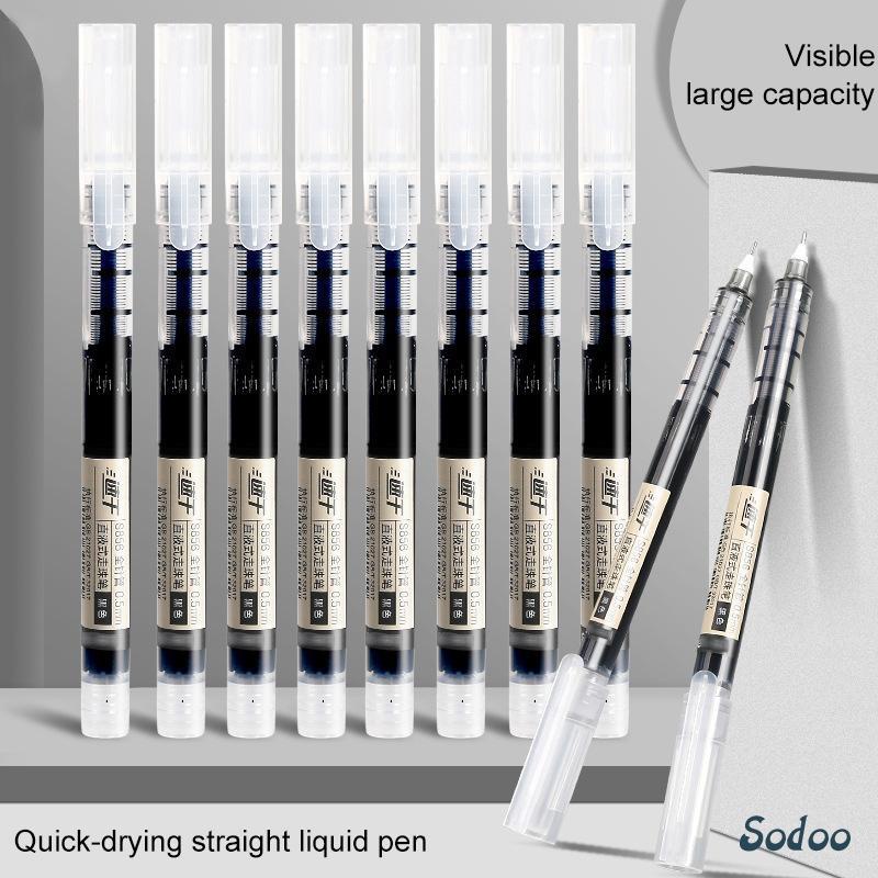 

Pena Tinta Hitam 0.5mm Tip Lurus Cair Roller Ball Pen Kantor Tabung Jarum Penuh Siswa Ujian Gel pena