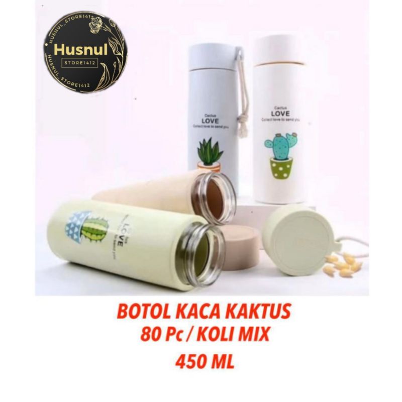 [ BOTOL KAKTUS ] BOTOL MINUM KACA KAKTUS/ BOTOL AIR KACA KAKTUS 450 ML/ CACTUS BOTTLE
