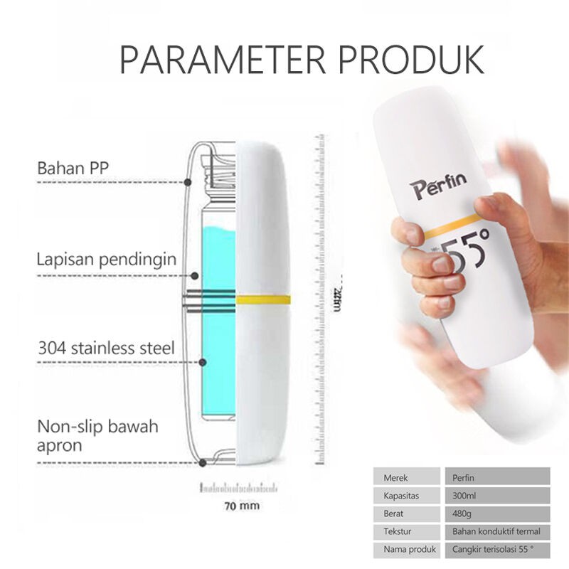 Perfin Isolasi Kreatif Gift Cup 55 ° Constant Temperature Cup