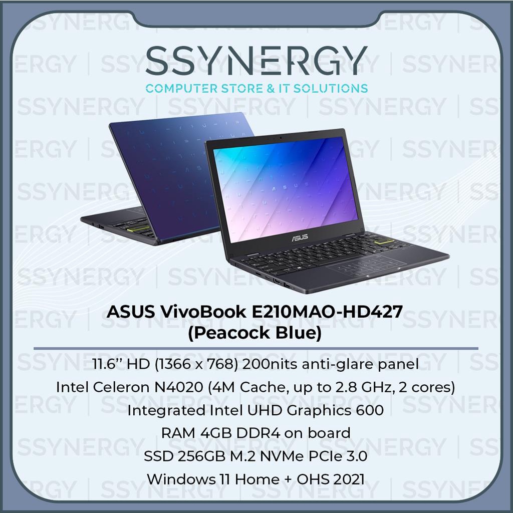 ASUS E210MAO-HD428/HD427 N4020 4GB 256GB SSD UMA 11.6" W11 OHS21