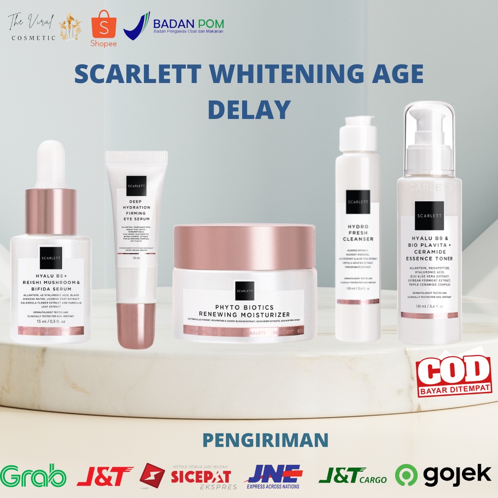 Jual Scarlett Whitening Age Delay Phyto Biotics Moisturizer Hydro Fresh Cleanser Facial Wash