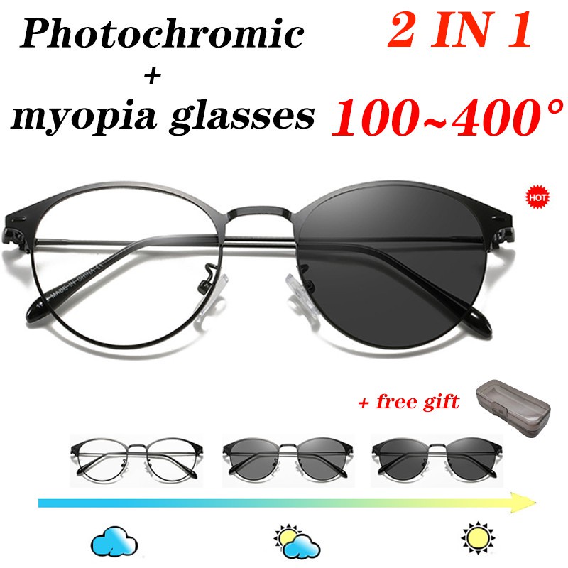Kacamata Myopia 100-400° Kacamata Myopia Dengan Frame Metal Photochromic Grade