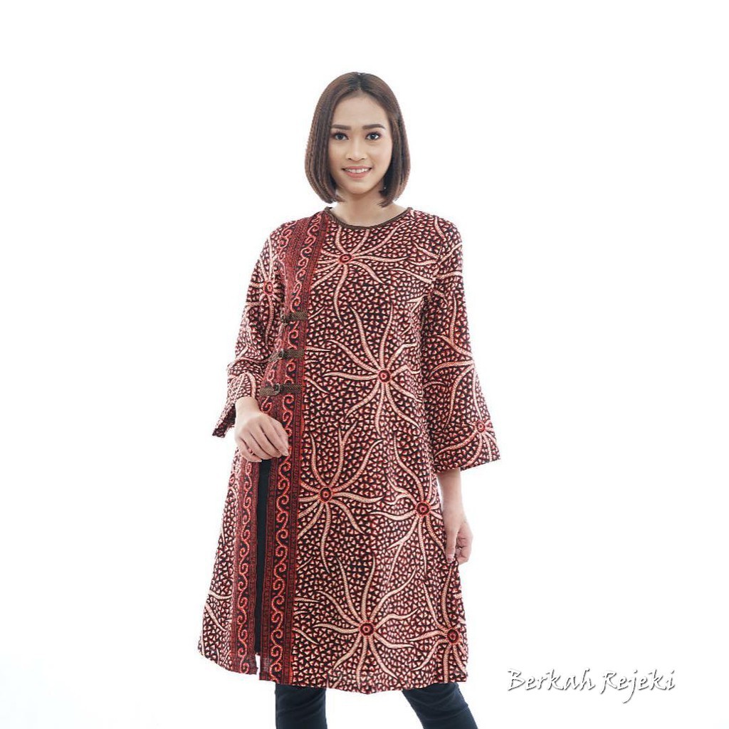 Limited Atasan Tunik Doby Cewek Merah Batik BR Premium