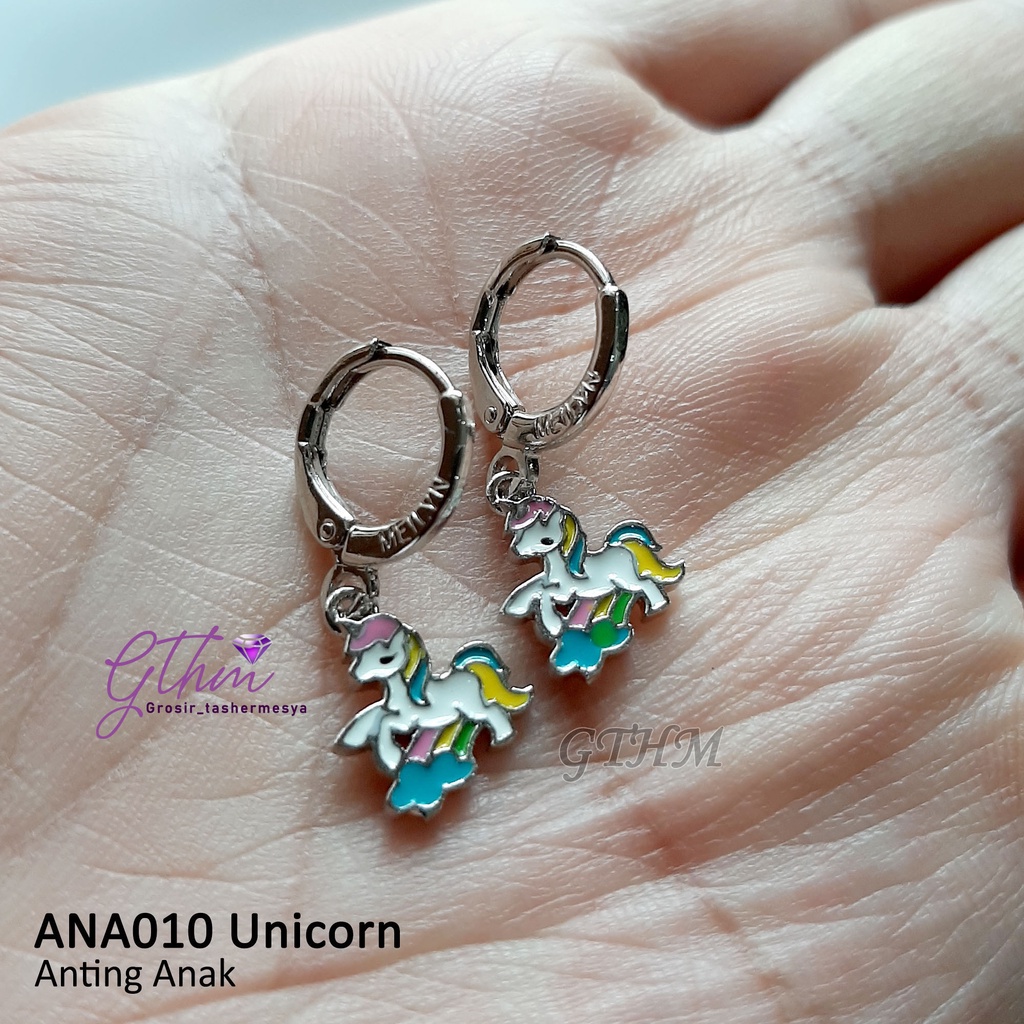 anting anak kuda poni unicorn perhiasan anak lapis emas putih 18k jual titanium xuping