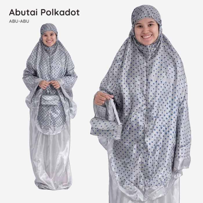 Mukena Dewasa Abutai Polkadot - Abu-abu