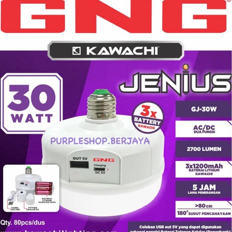 GNG LED JENIUS 30WATT LED ACDC GJ 30WATT BISA GANTI BATERAI LEBIH TAHAN