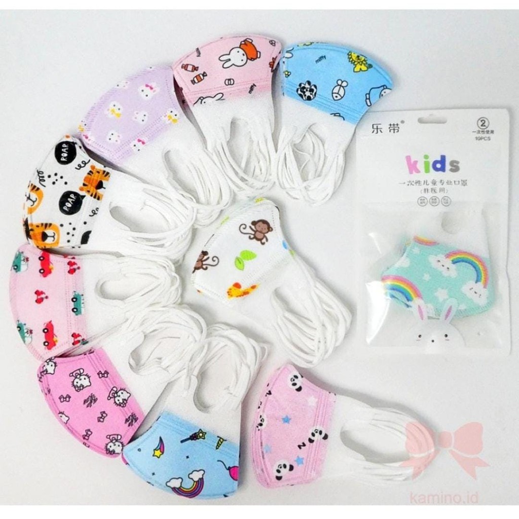 MASKER KARAKTER ANAK DUCK BILL CAREION isi 20pc MASKER DUCKBILL ANAK USIA 0-3THN /4-12THN (COWOK CEW