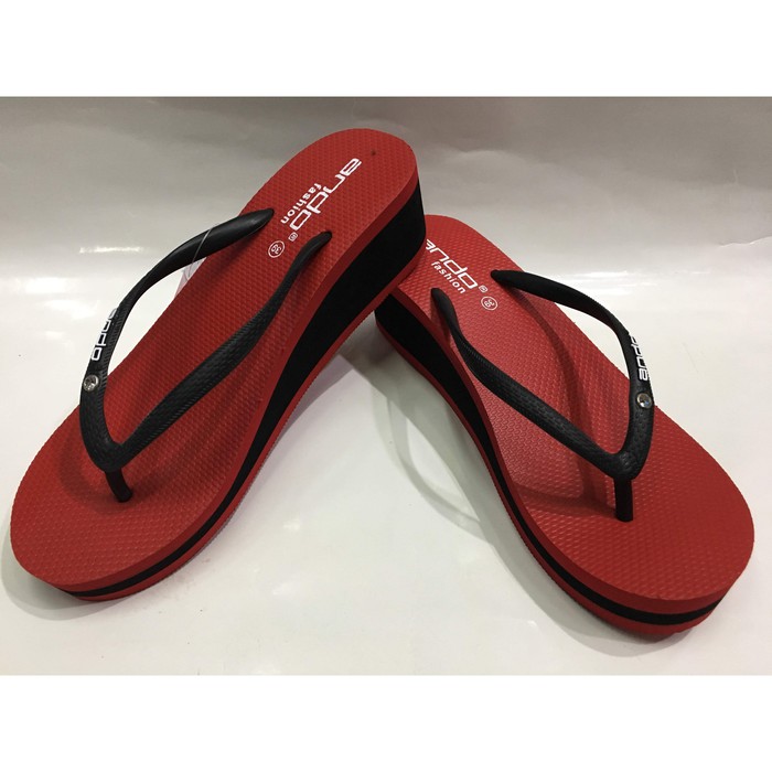 Jual Sandal jepit ando perempuan dewasa hak tinggi NICE QUEEN 05 MERAH Berkualitas