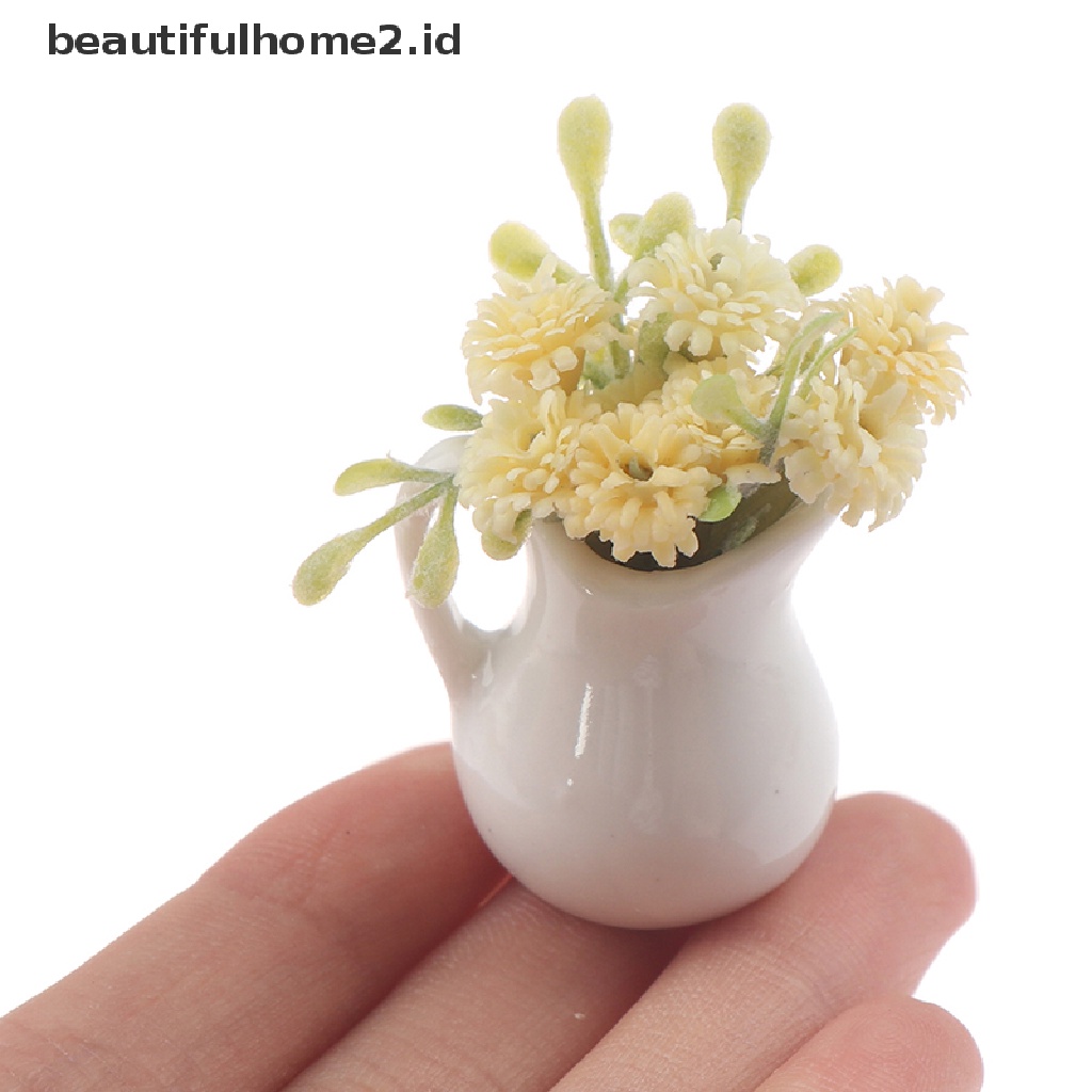 (Beautifulhome2.Id) Miniatur Pot Bunga Skala 1: 12 Untuk Dekorasi Rumah Boneka