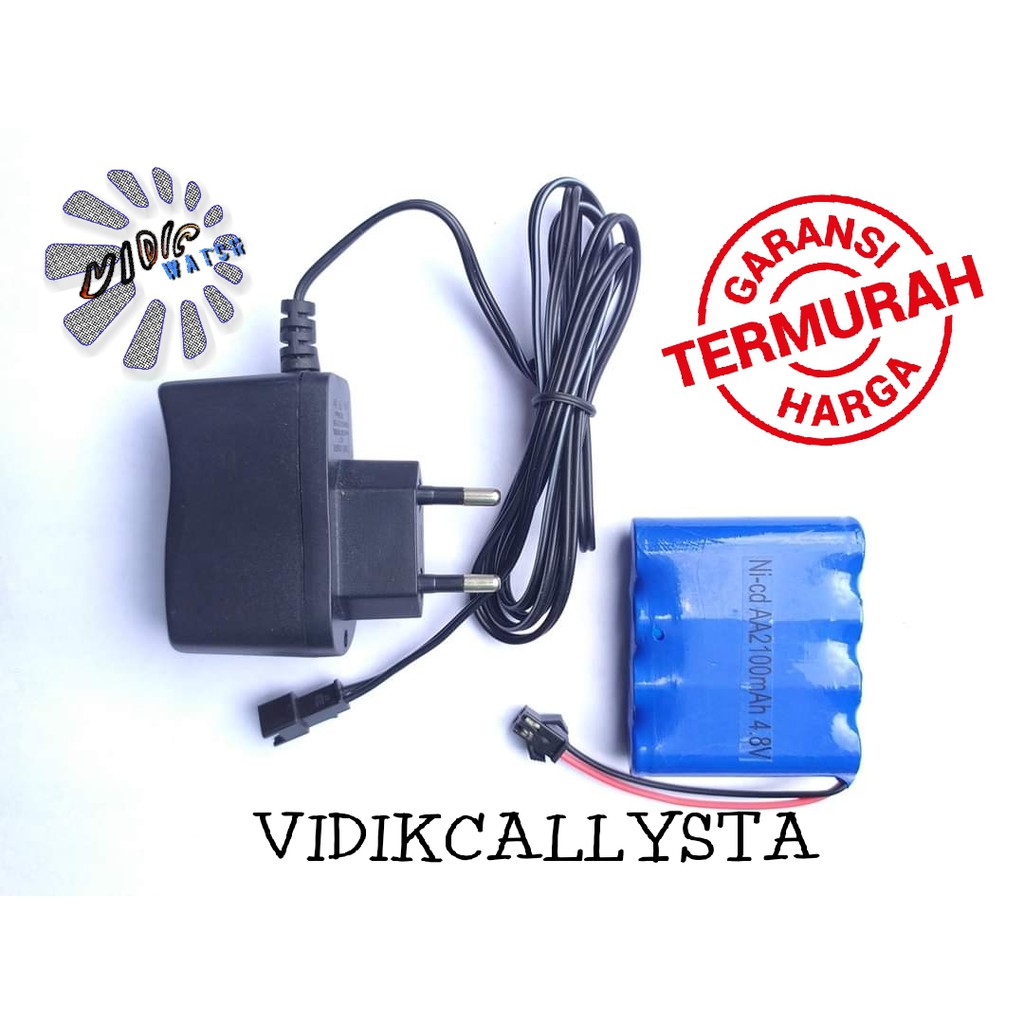 Paket Baterai RC Dan charger socket Ni-cd AA 2100mAh 4.8V