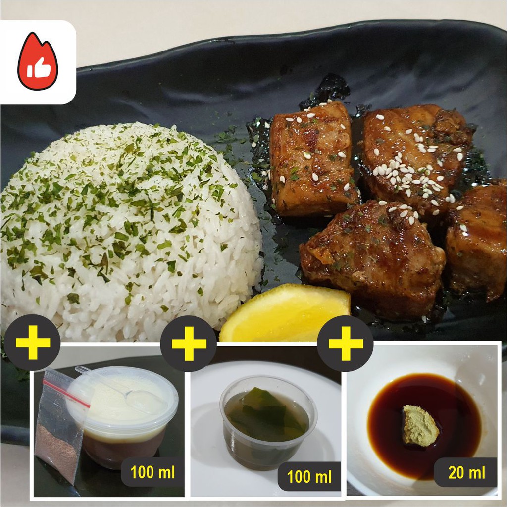 

(Set) Tuna Shioyaki Grill 150gr + Rice + Miso Soup + Silky Pudding Ovaltine + Wasabi-Shoyu homemade