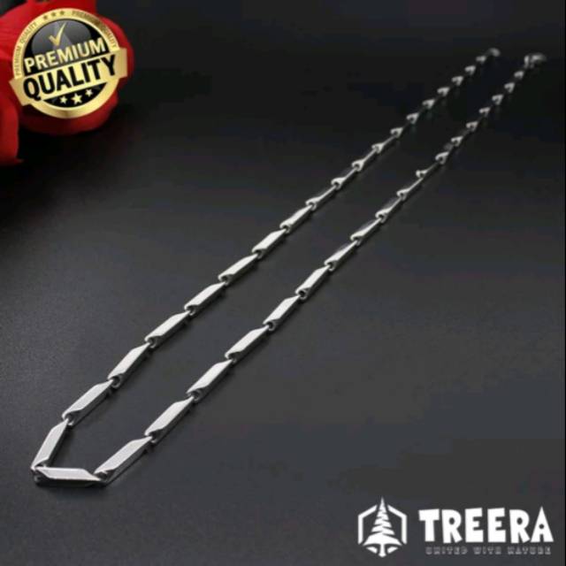 Kalung titanium padi silver cowok cewek