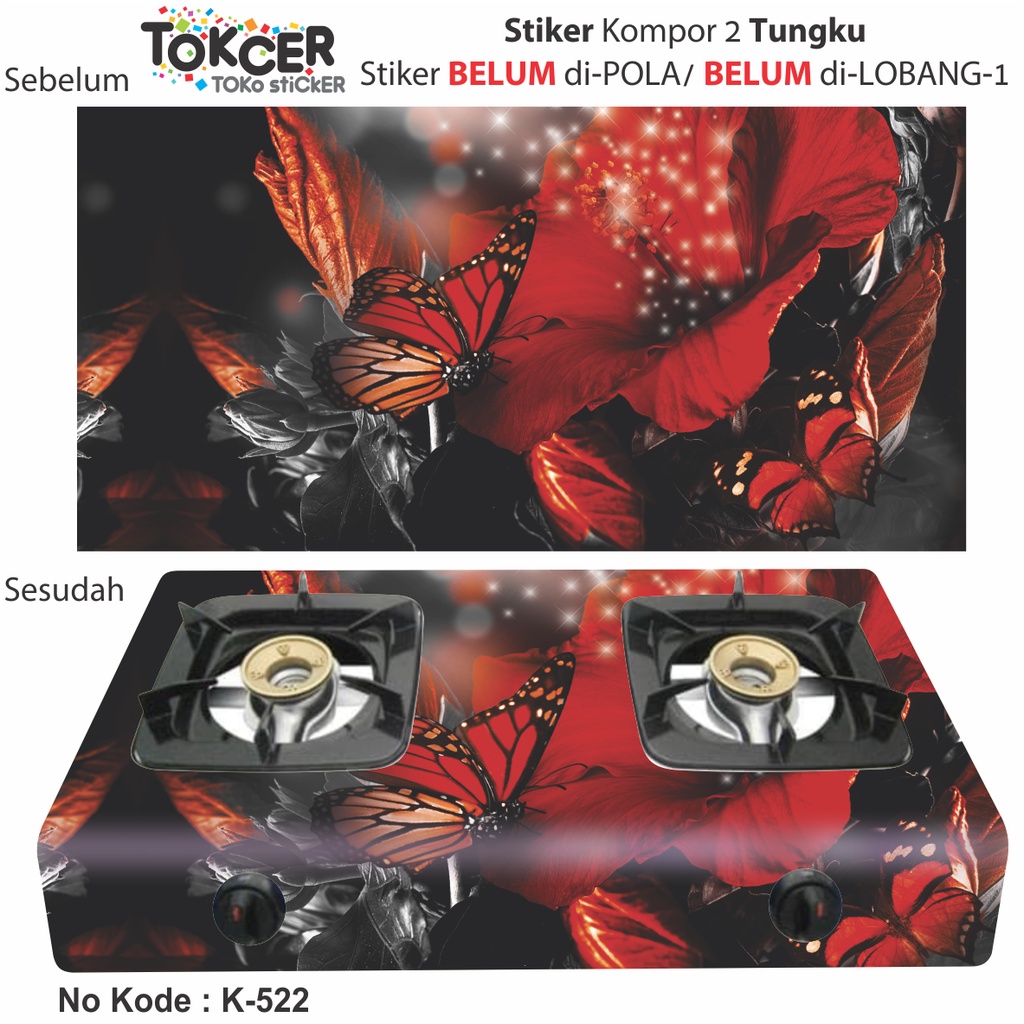 Stiker Kulkas/stiker magic com/stiker kompor motif Kupu-kupu HITAM