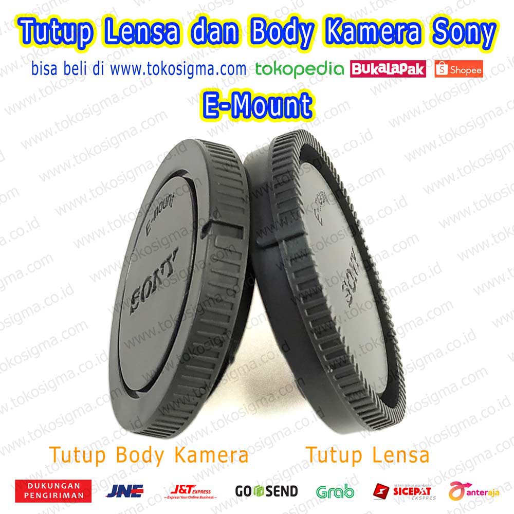 Body cap &amp; Lens Rear Cap Cover Sony NEX Alpha E-Mount tutup body lensa Kamera