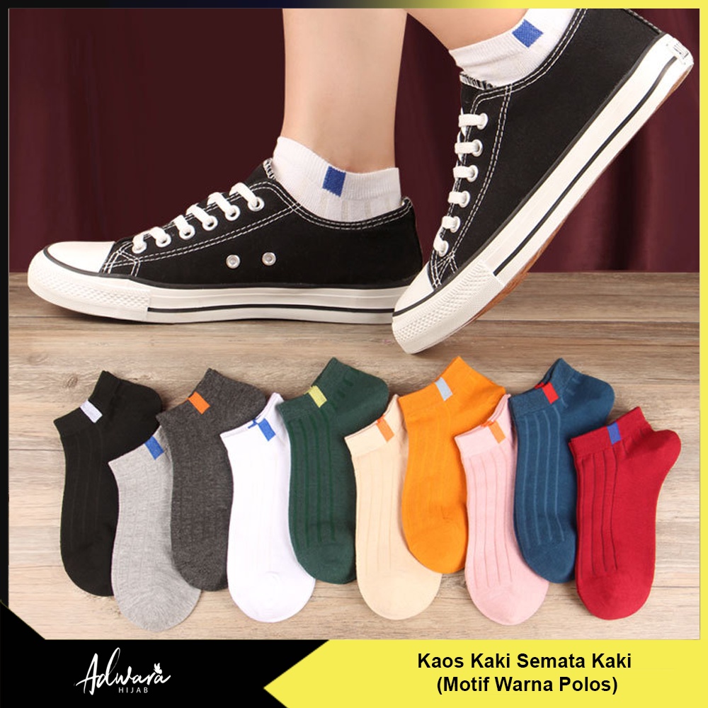 Kaos Kaki Pendek Pria Wanita Semata Kaki Motif Polos Garis (Kemas Plastik OPP)