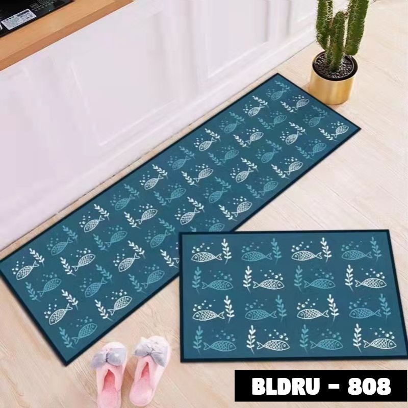 FLEUR-ID - 1 SET PREMIUM BLUDRU (40*60 CM & 40*120 CM) KESET DAPUR LEMBUT ANTI SLIP-BLDRU - 808