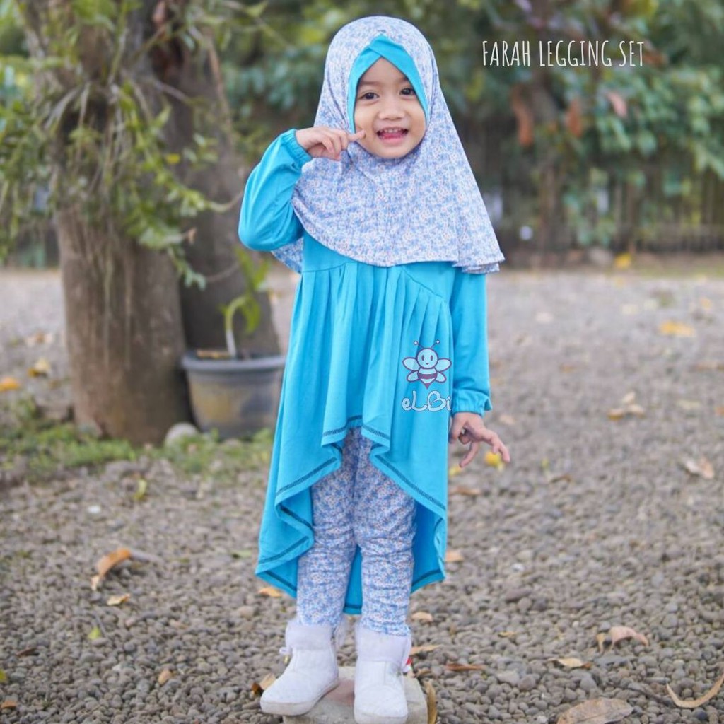 Baju Muslim Anak Perempuan - Setelan Anak Muslim Perempuan - Gamis Anak Perempuan -  Farah Set