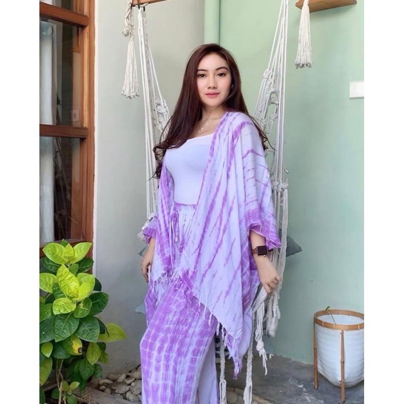SETELAN KULOT TIE DYE BALI / ONE SET CARDI KULOT TIE DYE / BAJU PANTAI TIE DYE/ SETELAN TIE DYE BALI