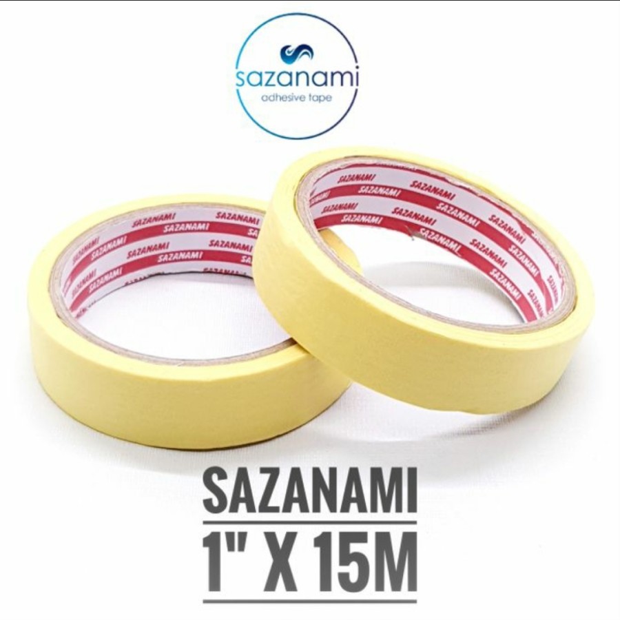 

Lakban Kertas Masking Tape 1" 24mm x 15m Sazanami Tape Isolasi Kertas