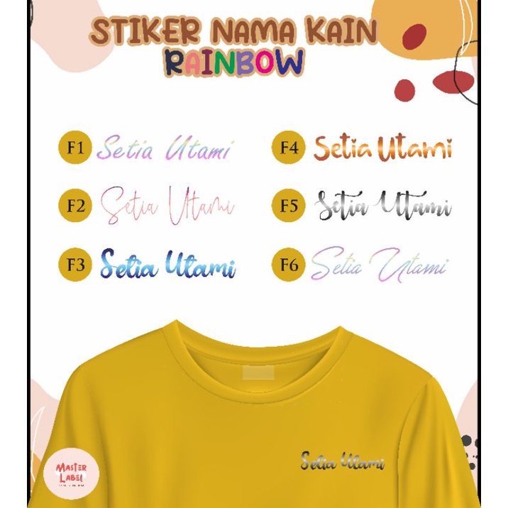

Stiker Nama Kain Custom Hologram Rainbow A4 Label nama kain sablon nama