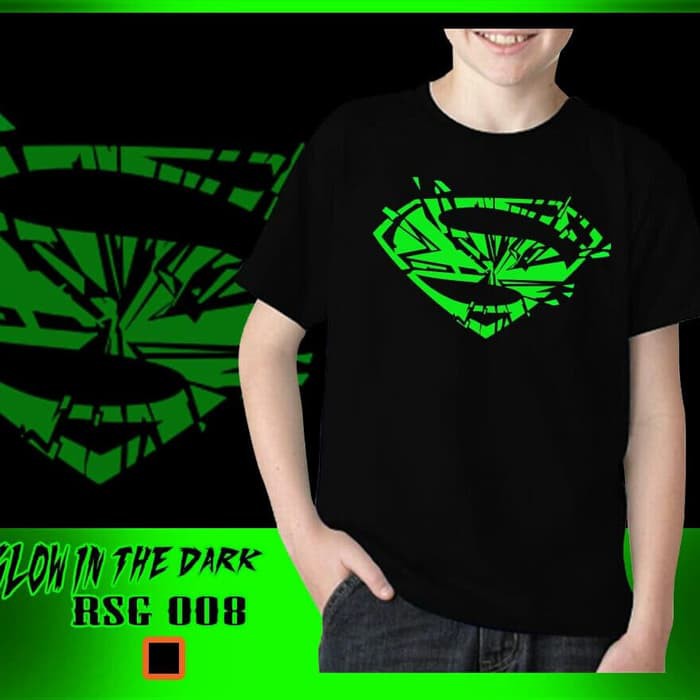 Baju Kaos Anak Tanggung Superhero Superman Pecah Glow in the dark RSG008