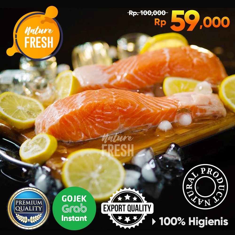 Ikan Salmon Fillet Beku Frozen 200gr Kualitas Premium