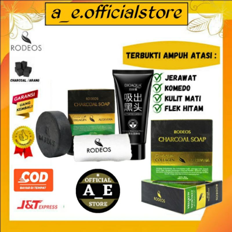 [11.11] 3 IN 1 Sabun Rodeos + Handuk + Bioaqua Blackmask (Paket Ampuh Mengatasi Muka Kusam & Berjera