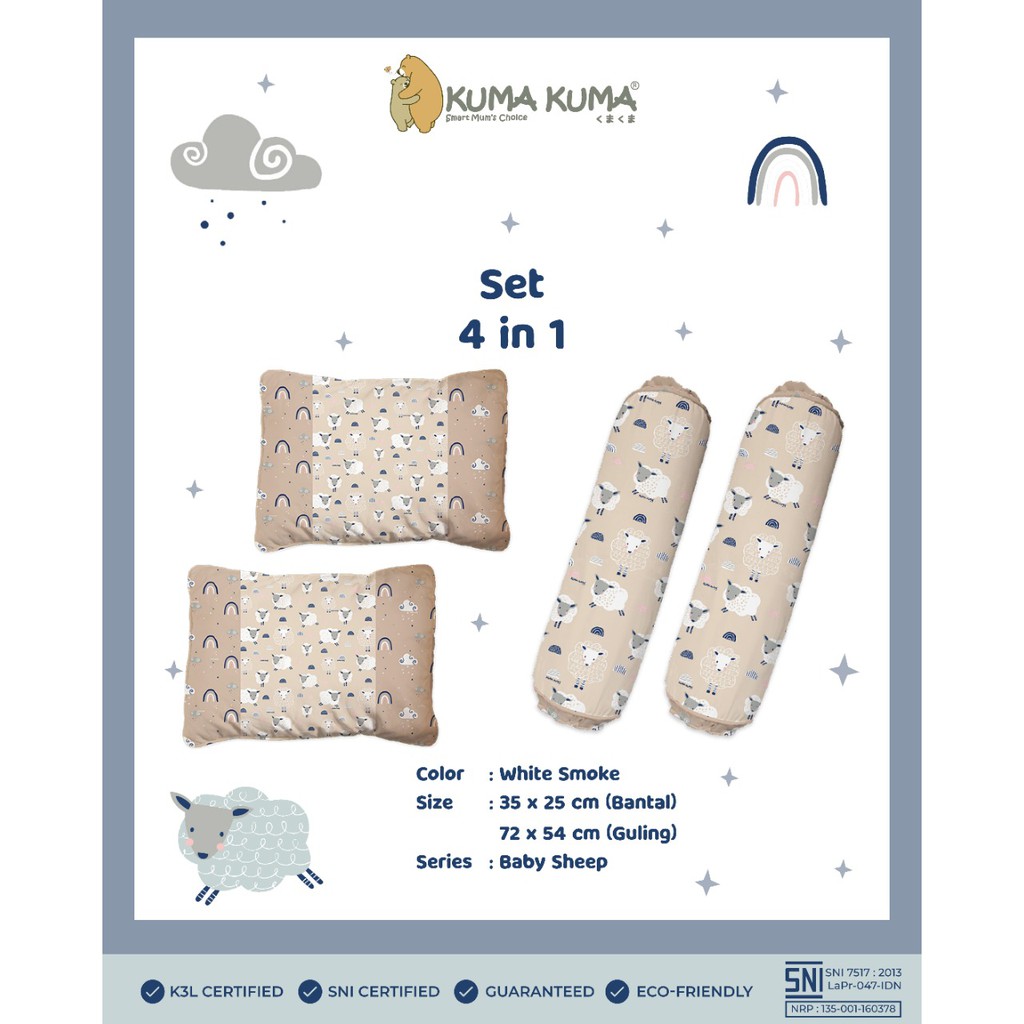 KUMA KUMA - BANTAL BAYI SET 4 IN 1 (NEW MOTIFF !!!!)