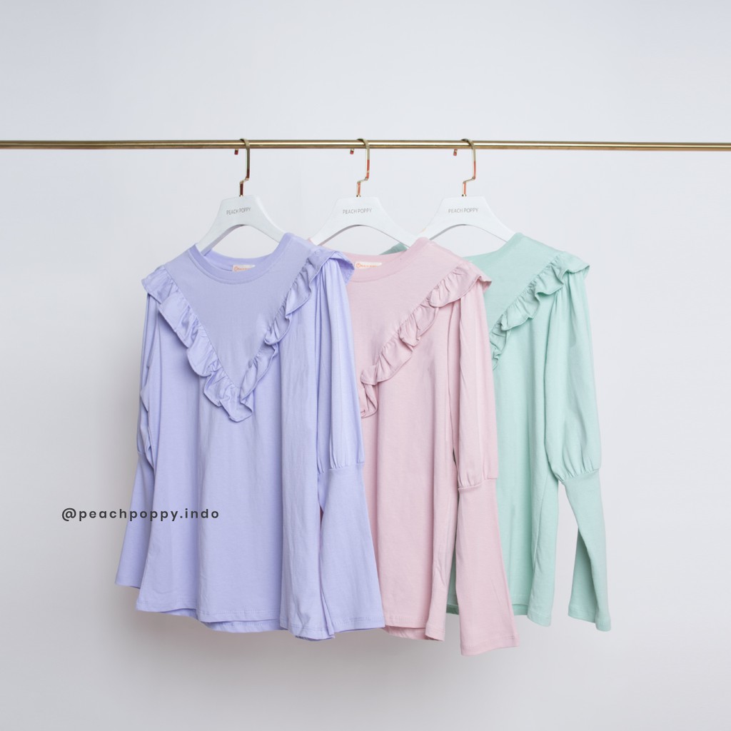 Peach Poppy Taimy Top - Atasan Wanita Kaos Lengan Panjang