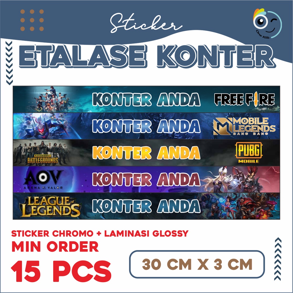 Sticker Etalase Konter / Stiker counter / Stiker game laminasi / Sticker konter Murah / Aksesoris Konter / Stiker Murah Meriah sticker