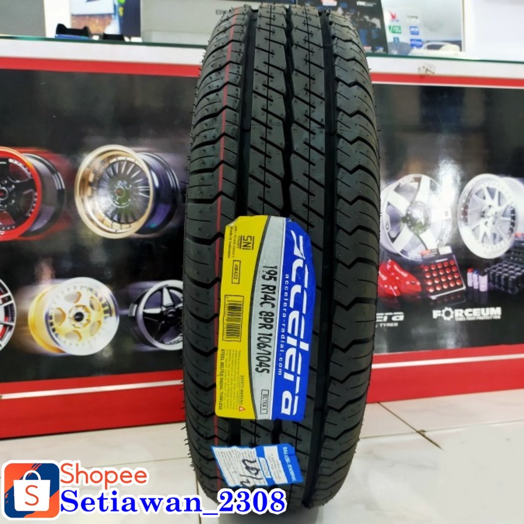 Ban mobil tubles muatan R14 ukuran 195 merek ACCELERA ULTRA3 195 C 8 PR Ring 14 ban standar L300 mur